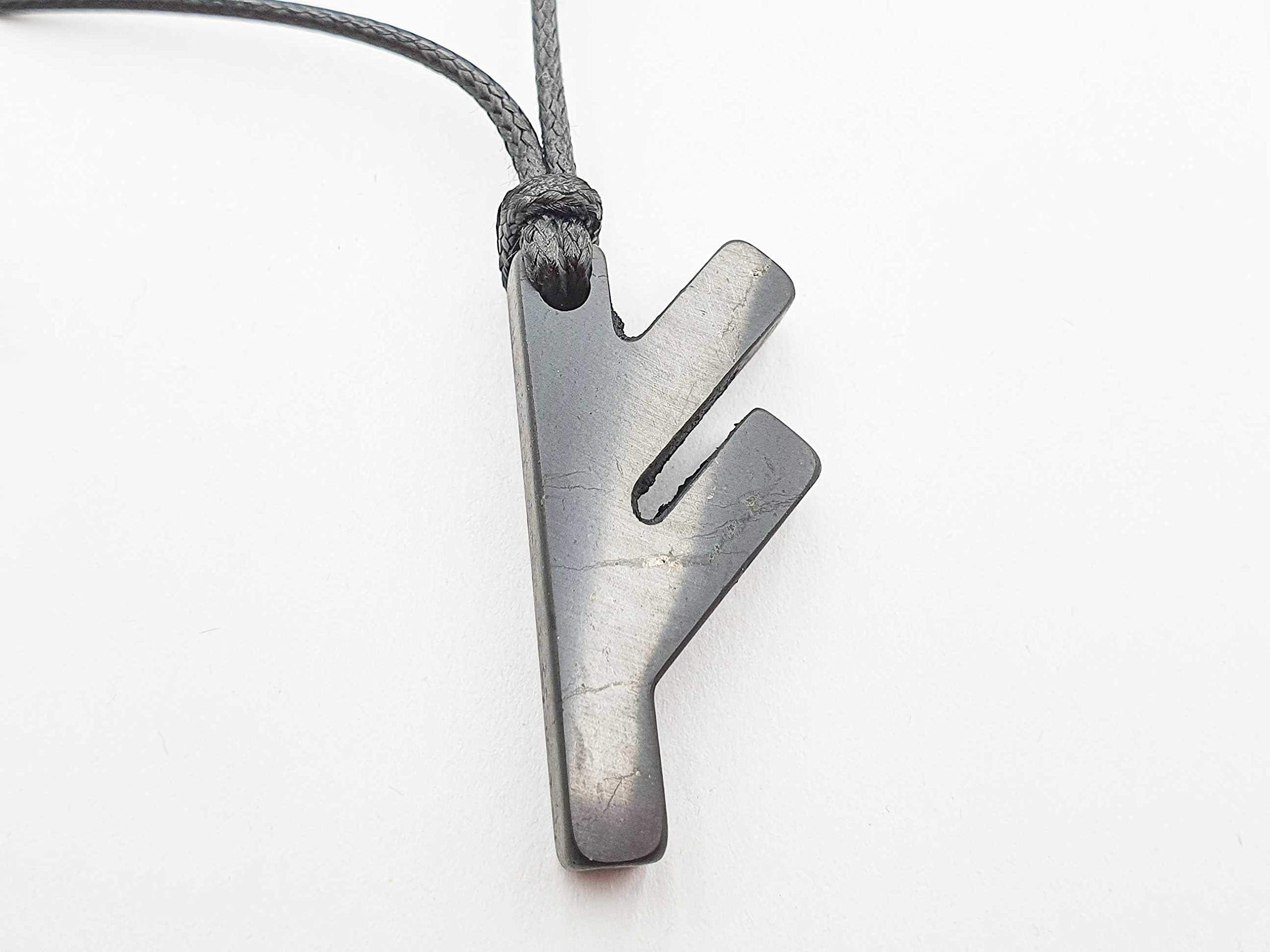 Fehu Runes Necklace Shungite Viking Pendant Black Shungites Car Rearview Mirror
