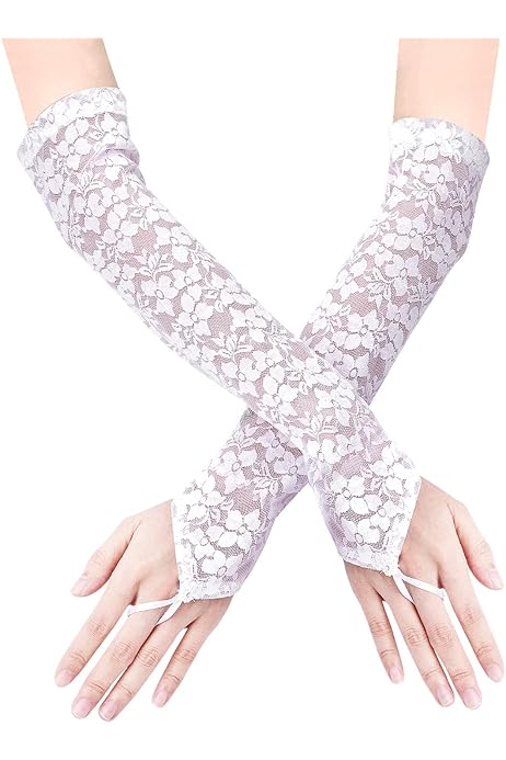Lace Arm Sleeves Long Lace Elbow Length Floral Lace Gloves For