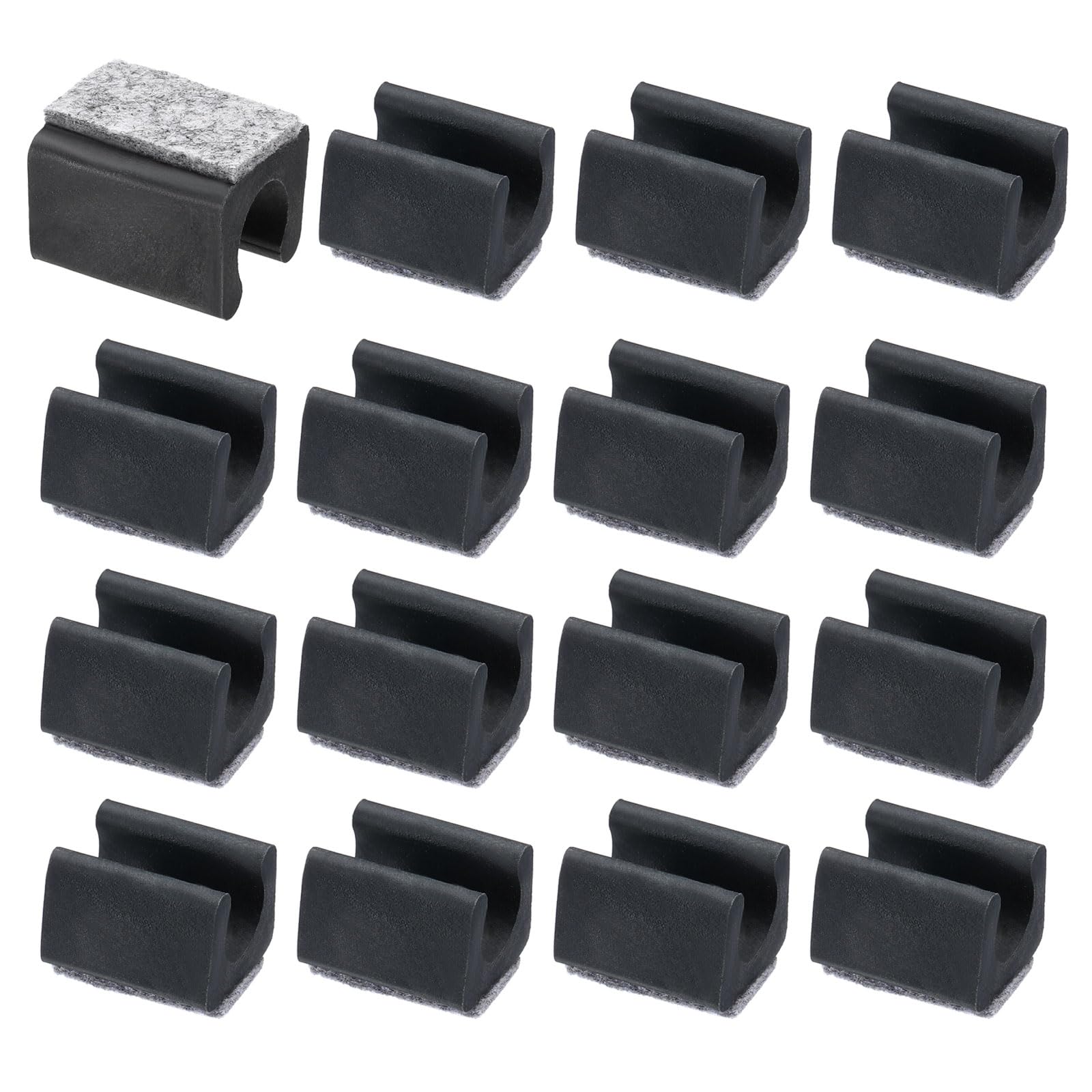 PATIKIL 14mm Rectangle Chair Leg Cover with Felt Pad, 16Pcs Slide Smoothly No Scratches No Noise Furniture Feet Hardwood Protectors Tips Floor Glides Tubing Caps for Office, Black Grey