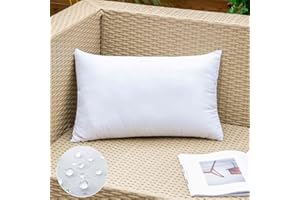 EMEMA 1 Piece Outdoor Pillow Inserts Waterproof Throw Pillow Premium Fluffy Decorative Cushion Rectangle Inner Soft for Patio Furniture Garden Sleeping Bed Couch Sofa Bedroom 12x20 Inch 30x50 cm