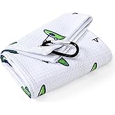 Mile High Life Golf Towel(16"x24"), Fun Prints Microfiber Towels, Waffle Fabric Large Golf Towel, with Heavy Duty Clip, Golf Bag Accessories for Men and Women