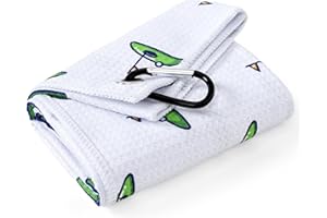 Mile High Life Golf Towel(16"x24"), Fun Prints Microfiber Towels, Waffle Fabric Large Golf Towel, with Heavy Duty Clip, Golf Bag Accessories for Men and Women