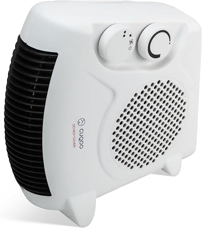 CUQOO 2KW Fan Heater with 2 Heat Settings and Cool Function Upright Electric