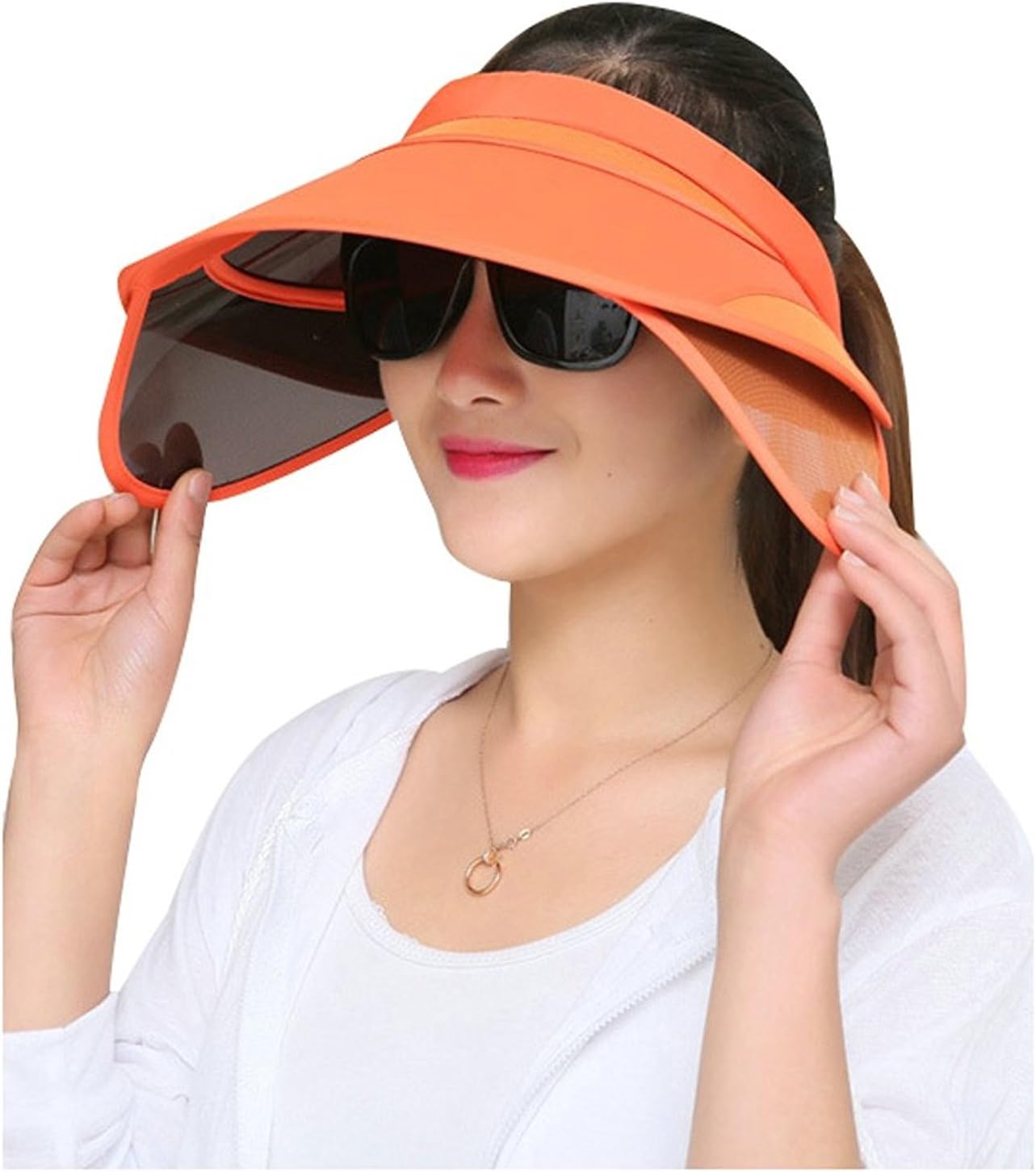 Women Sports Sun Visor Cap Sweat-Absorbent Baseball Travel Adjustable Hat for Traveling, Cycling, Fishing Outdoor Activities Orange