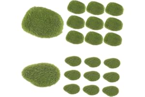 FONDOTIN 20Pcs Artificial Moss Stones Decorative Faux Mossy Rocks for Indoor Garden Layout Micro Landscape