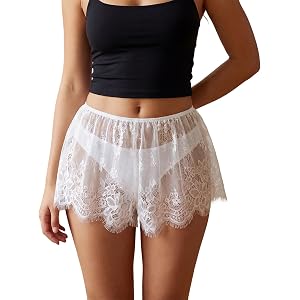 Women Lace Micro Shorts Y2K Sexy Sheer Mesh See Through Booty Shorts | Low Rise Fishnet Rave Club Party Mini Shorts Floral La