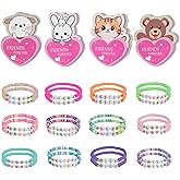 Hcyhcx Valentines Day Cards for Kids Classroom,24 Pack Valentines Gift Cards with Friendship Bead Bracelets,Exchange Gift Valentine Party Favors for Kids Girls Boys