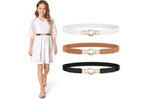 Kids Skinny Elastic Belt Girls Uniform Fashion Stretch Belt with Metal Buckle for Teen Girls