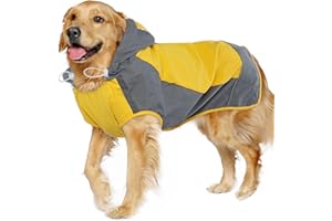 IECOii Dog Raincoat, Adjustable Dog Rain Jacket with Reflective Stripes, Dog Rain Coat with Hood, Waterproof Lightweight Dog 