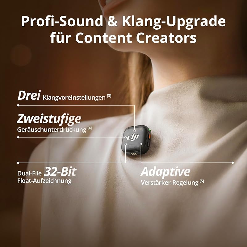 Mic 3 (1 Sender + 1 Empfänger), drahtloses Lavalier-Mikrofon