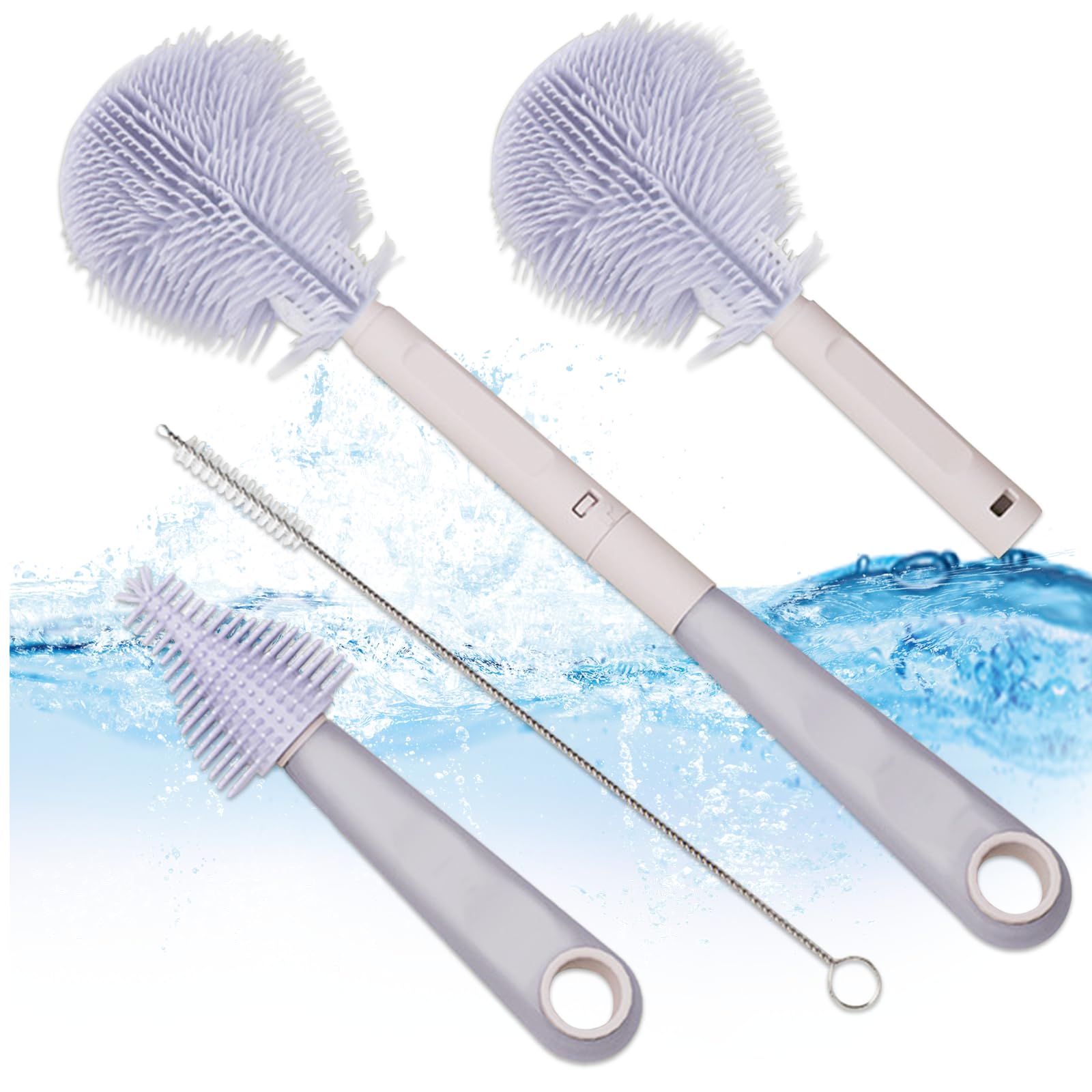 Bottle Brush, Bottle Cleaner, Bottle Brush Silicone, Bottle Brush Set, Bottle Washer, Ideal for Cleaning Baby Bottles, Glass Bottles, Thermos Cups