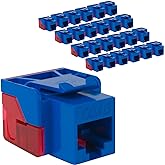 ICC CAT6 RJ45 Keystone Jack, Inline IDC No Pair Split, Blue, 25-Pack | Easier termination, UL Listed, PoE++ support, TAA compliant, wall plate or patch panel fit, JackEasy tool compatible