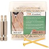 T.K.Excellent Deck Screws 2-1/2 Inch Wood Screws #9 x 2-1/2, 395 Pcs, Rust Resistant Tan Exterior Structural Screws, Torx Dri