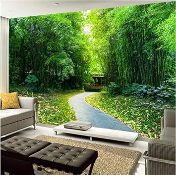 Amazon Com Fifikoj Custom Natural Bamboo Trail Scenery Mural Living Room Bedroom Background Wall Painting 3d Wallpaper Home Decoration 300cmx210cm Baby