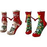 Lucky Ki Funny Magnetic Holding Hands Christmas Socks for Couples and Friends, Unique Holiday Socks for Christmas and Special Moments