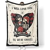 Moyel Gifts for Her Him on Anniversary Birthday Gifts for Wife Girlfriend Goth Skeleton Ghost RomanticThrow Blanket for Couple Women Men on Valentines Day Christmas, 60'' x 50''