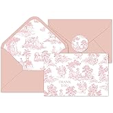 Whaline 36Pcs Blush Pink Thank You Cards with Envelopes and Stickers French Country Greeting Cards Pink Blank Note Cards for Wedding Bridal Baby Shower