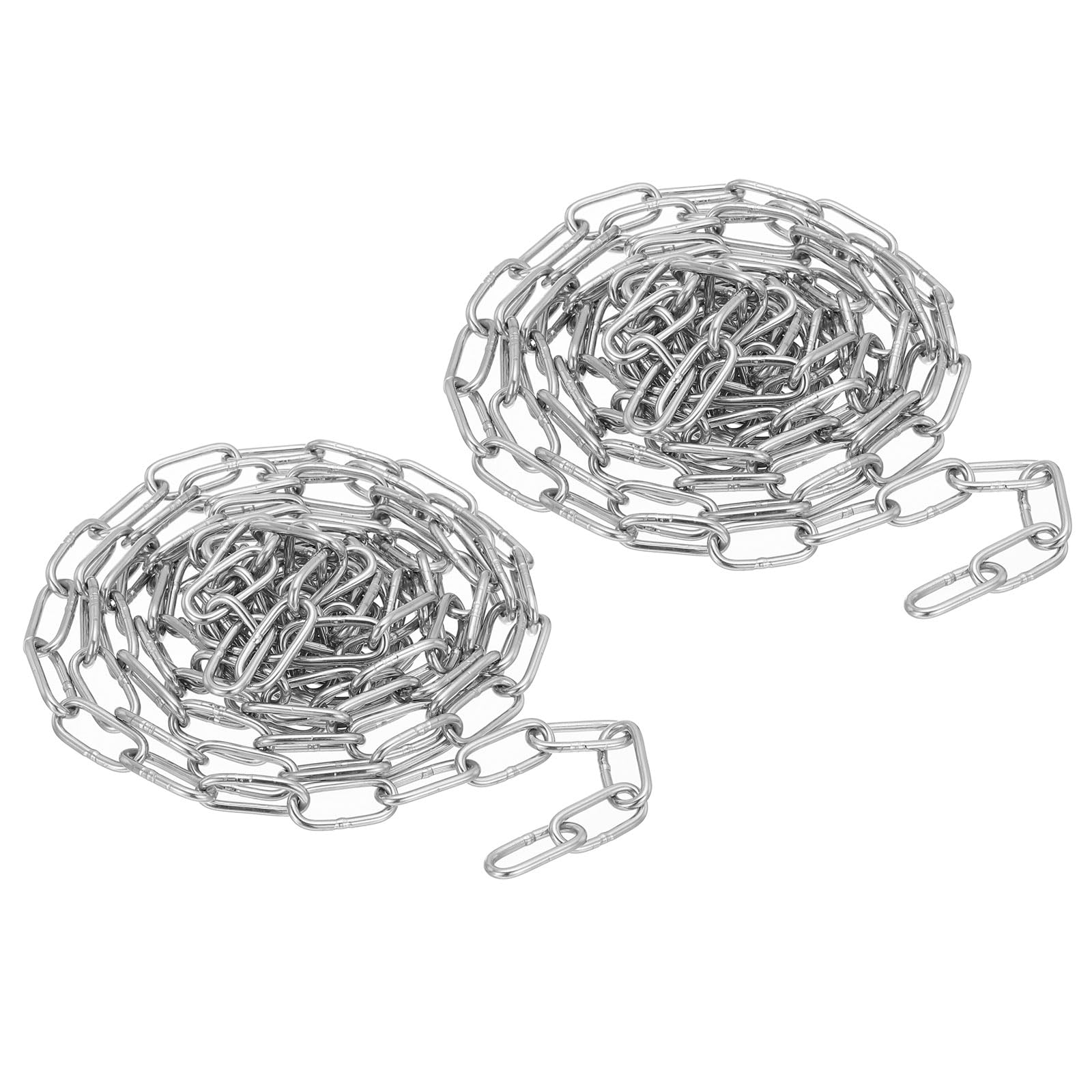 PATIKIL 2 Pcs 3.28FT x 1/2" x 0.12" 304 Stainless Steel Link Chain Link Proof Coil Chain
