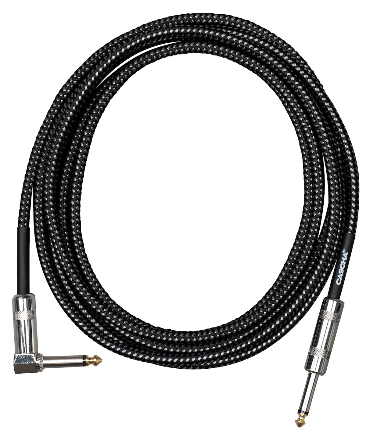 CASCHA Standard Line Guitar Cable, Angled, Black Tweed, 9 m