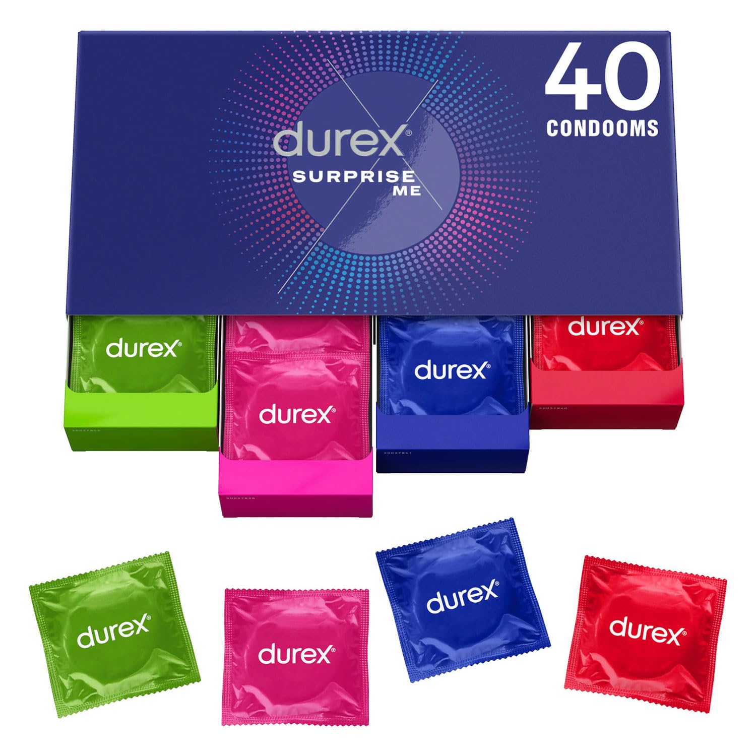 Durex Surprise Me Condoms in Stylish Box, Exciting Versatility, Convenient and Discreetly Packaging, for Safe Sex & Extra Stimulation - 40 Bulk Pack (1 x 40 Pieces)