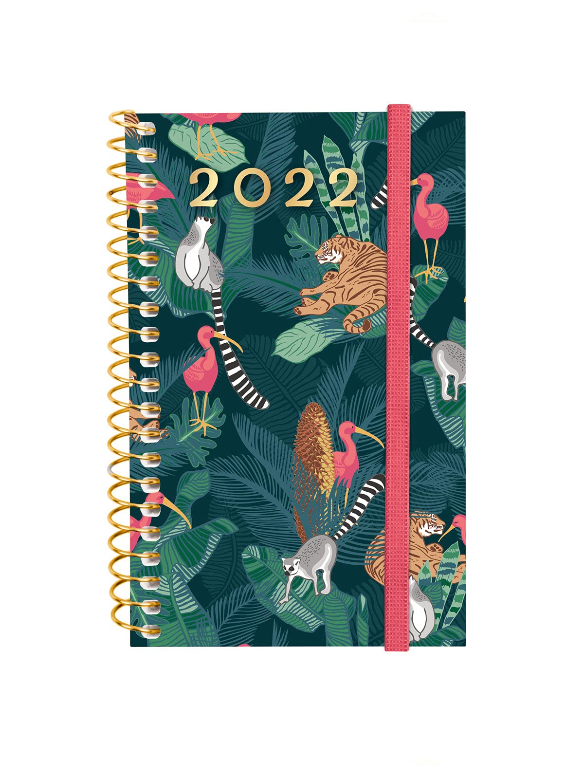 Finocam - 2022 Week to View Landscape Diary, January 2022 to December 2022 (12 months) E3 - 79 x 127 mm Spiral Design Collection Spanish Jungle