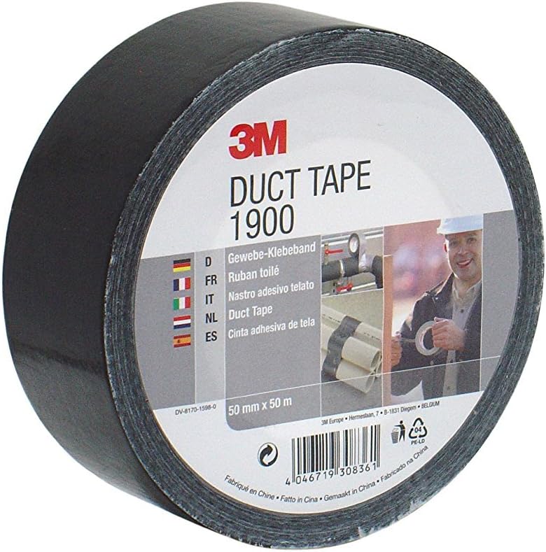 3M 1900S50 Value Duct Tape Black 50 mm for Industrial Use