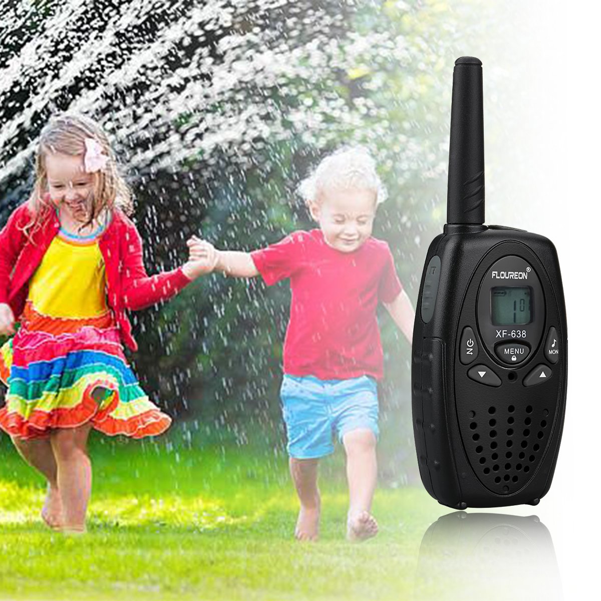 FLOUREON 4X PMR Funkgerät Walkie Talkies 8 Kanäle Walki Talki 2-Wege Radio mit LC-Display Schwarz