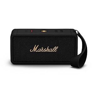 Marshall Middleton Altoparlante Bluetooth portatile senza fili – 20+ ore di riproduzione portatile – Impermeabile IP67 – Nero & Ottone