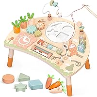 Activity Table Montessori Toys for 1+ Year Old, 9-in-1 Baby Activity Center Toy 12-18 Months with Shape Sorter Bead Maze, Kid