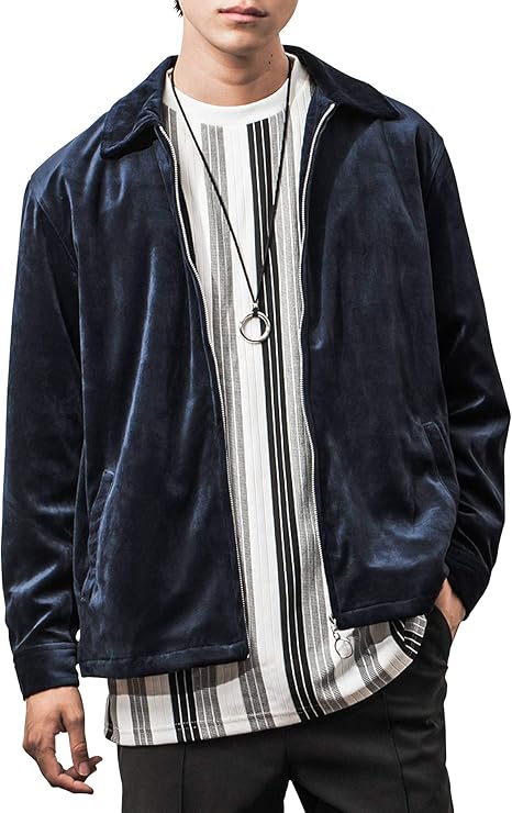 Amazon マイノリティ ベロア素材ブルゾン スイングトップ メンズ 春秋 ライトアウター おしゃれ ジャケット ベロア ストリート モード系 コート ジャケット 通販
