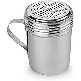 EHOMEA2Z Stainless Steel Dredge Shaker 10 Oz Ideal For Salt, Spice, Sugar, Flour (1, 10 oz With Handle)