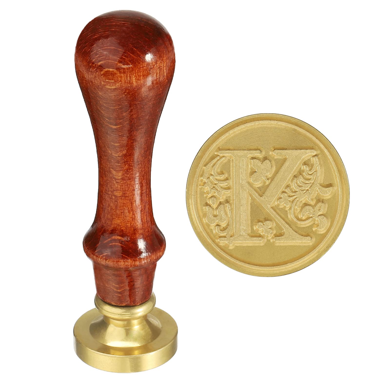 YOKIVE Alphabet Wax Seal Stamp, Letter Stamper with Removable Handle Head Decorate Postcards, Great for Festivals, Weddings (Golden, Red, Letter K)
