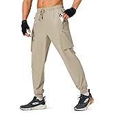 S Spowind Men's Hiking Pants Cargo Lightweight Quick Dry Elastic Waist Golf Joggers with Zipper Pockets Water Resistant