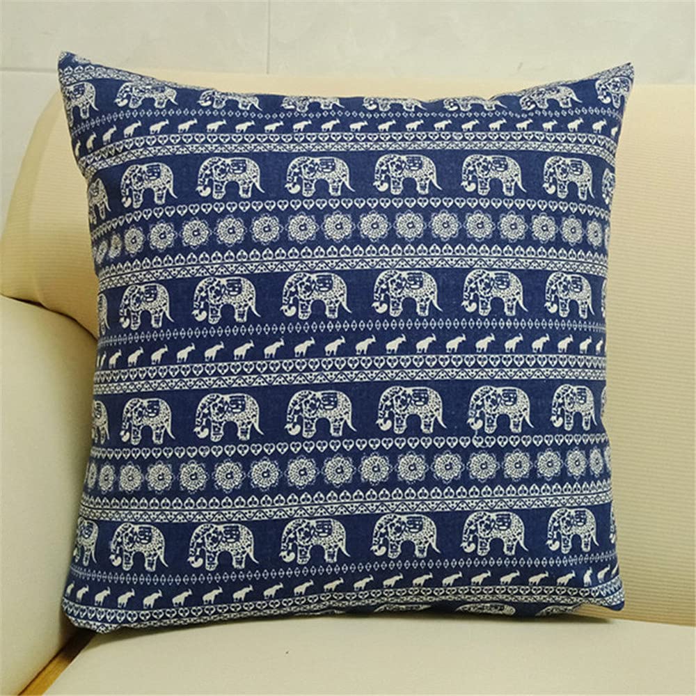 AUTUCAU 18 X 18 Inch Home Decorative Bohemian Linen Square Throw Pillow Case Cushion Cover for Sofa Chair Couch/Bedroom Geometric Pillowcase
