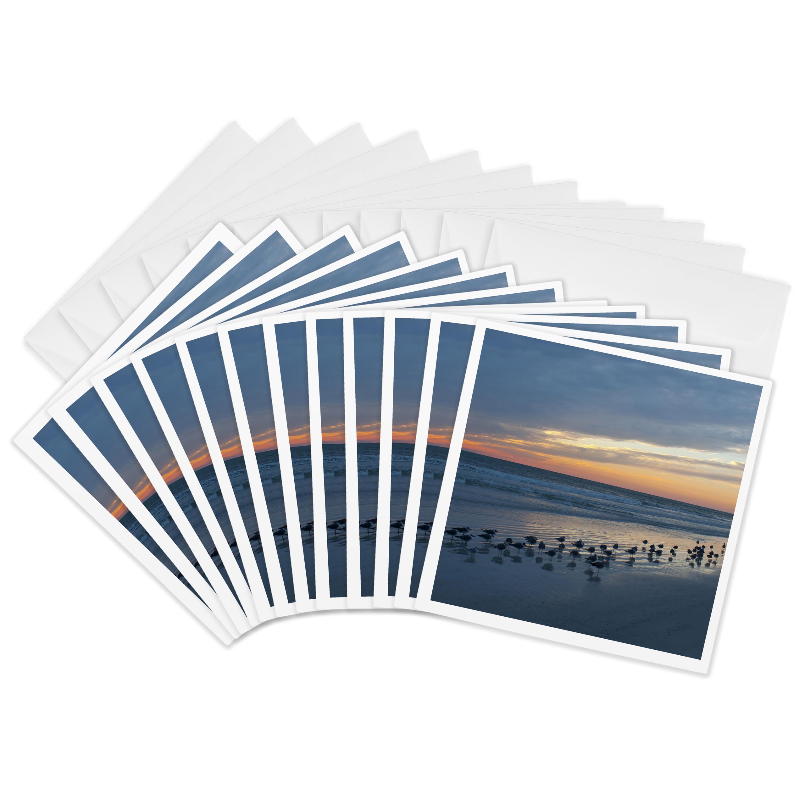 3dRose gc_143635_2 6 x 6-Inch "USA, Florida, Crescent Beach, Siesta Key, Sunset - Us10 Bfr0160 - Bernard Friel" Greeting Card (Set of 12)