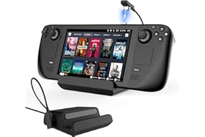 MEPATEM USB-C Magnetic Charging Dock Stand Base for Steam Deck Console, Charger Docking Station Stand Holder W/ 90° Angle USB -C Magnetic Cable Support Original 45W Fast Charge, Anti-Slip Silicone Pad