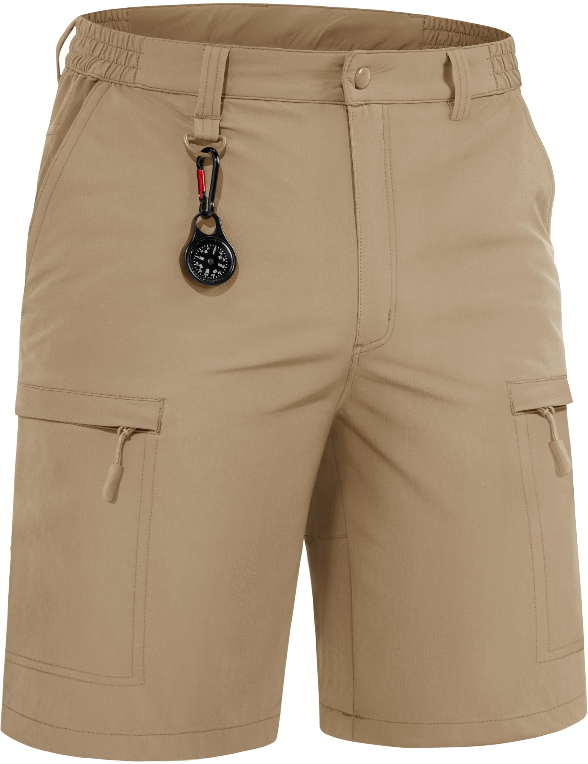 TACVASEN Men's Shorts 10" Lightweight Quick Dry Cargo Shorts with Pockets for Hiking Golf Fishing Workout Travel Khaki 40 Image