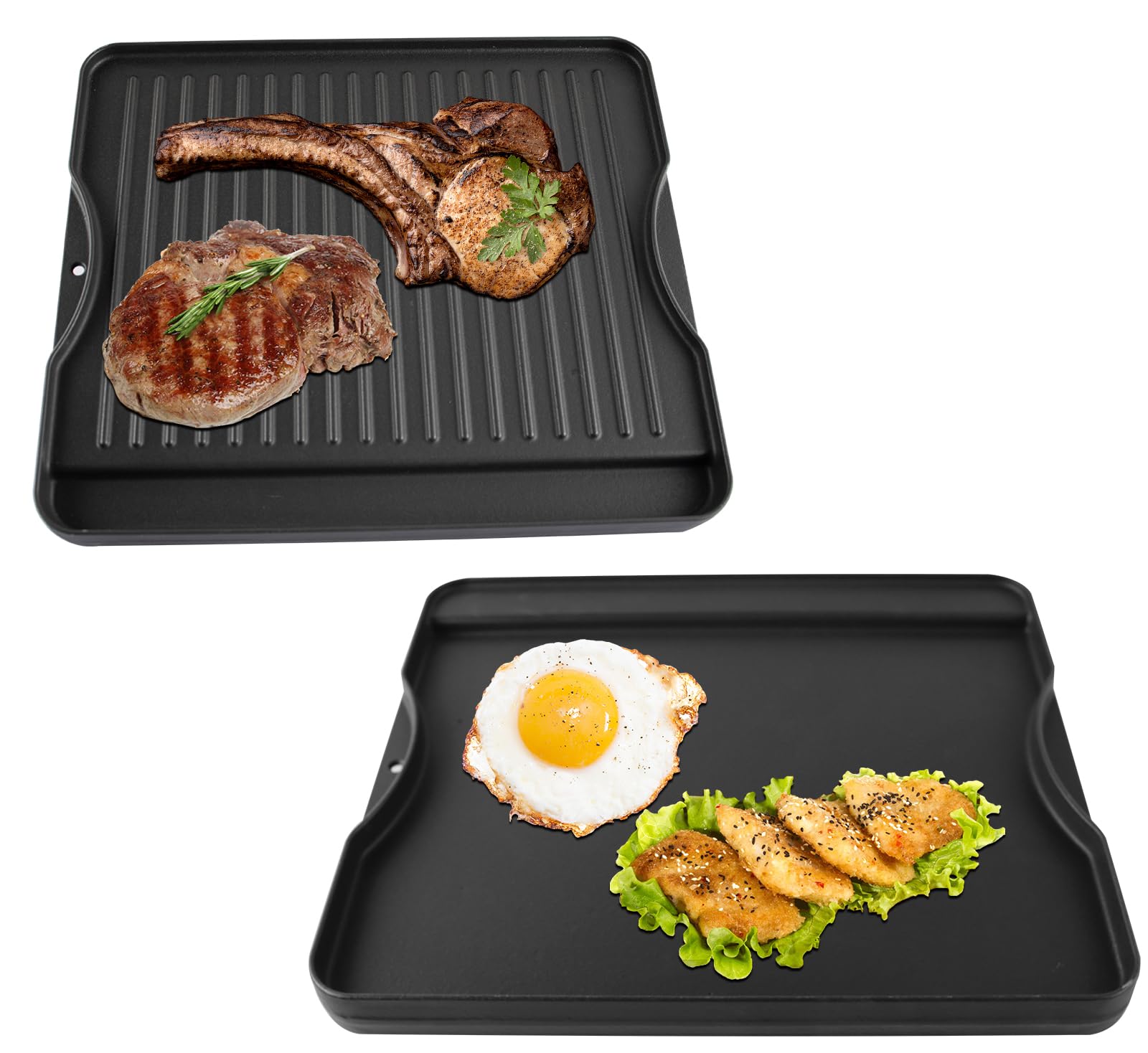 Photo 1 of "15.5"" x 13.5"" Reversible Cast Iron Griddle for Camp Chef 2-Burner Stove, Flat Griddle Plate for Camp Chef Single Burner, Explorer 2/3-Burner & Most Outdoor Charcoal,Camping Stove,Propane,Gas Grill"