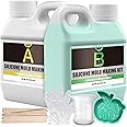 Silicone Molds Making Kit - 46oz Liquid Silicone Rubber for DIY Mold Making - Elastic 1:1 Mixing Ratio Fast Curing Green Molding Silicone for Casting, Resin Molds, Candle Molds, Soap Mold, Crafts