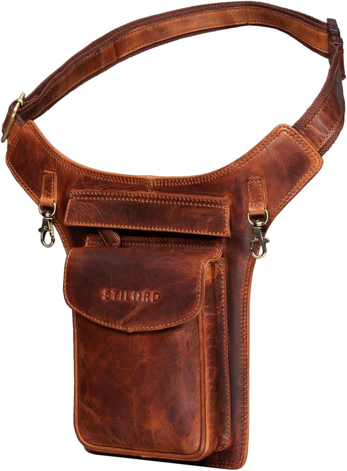 STILORD "Frankie" Leather Bum Bag Vintage Waist Belt for Men and Women Genuine Leather Crossbody Hip Fanny Pack Ideal for Travel Festival Colour:Kara