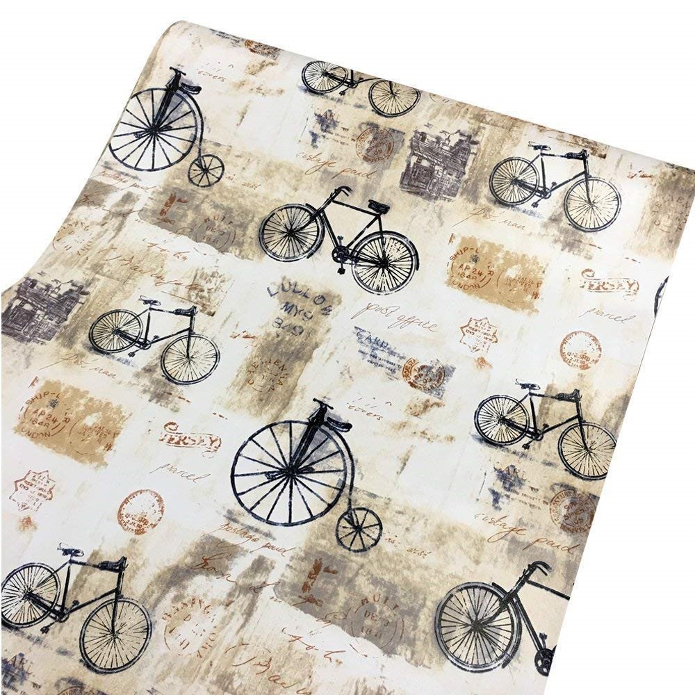 Shabby Chic Bikes Contact Paper Self Adhesive Shelf Liner Drawer