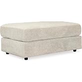 Signature Design by Ashley Soletren Oversized Ottoman, Stone | Plush stone beige chenille upholstery, Wood and engineered wood frame, 48-inch rectangular living room footprint