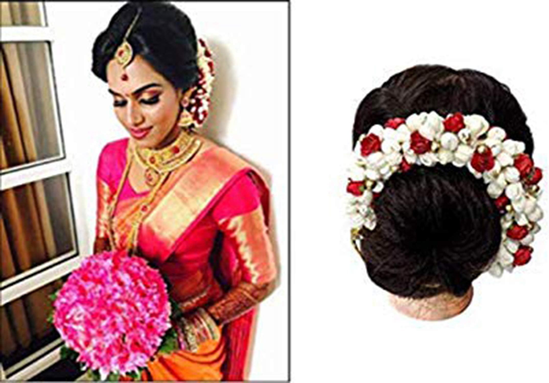 Baal Hair Gajra Accessories For Women Hair Gajra For Bun Hair Gajra For Wedding Red White 20 Gram Pack Of 1
