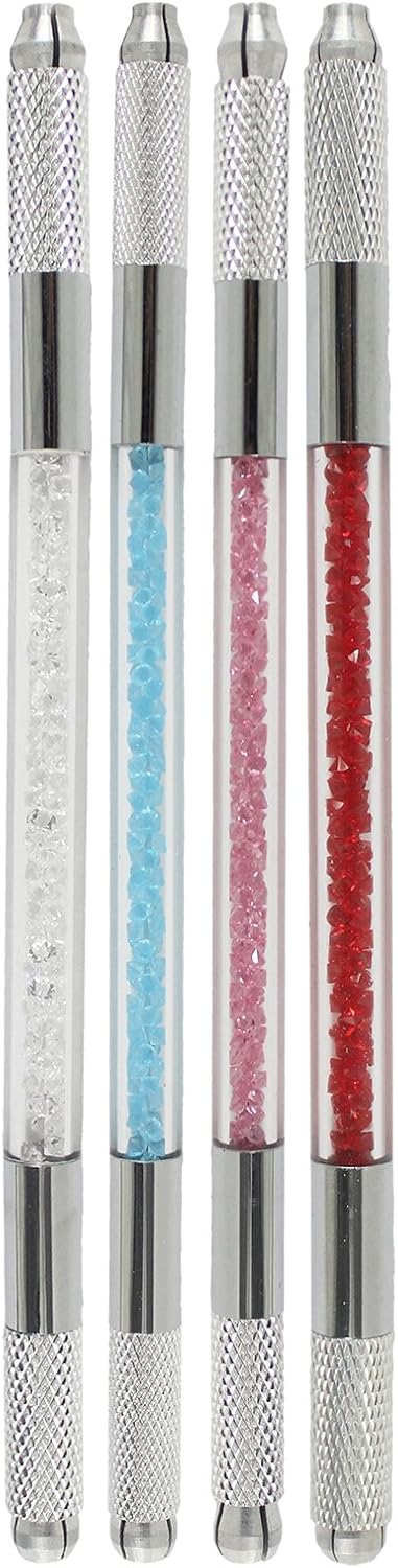 Xiaoyu 3 in 1 Crystal Multifunction Manual Tattoo Permanent Makeup Eyebrow Pen Microblading Pen - Red - Image 4