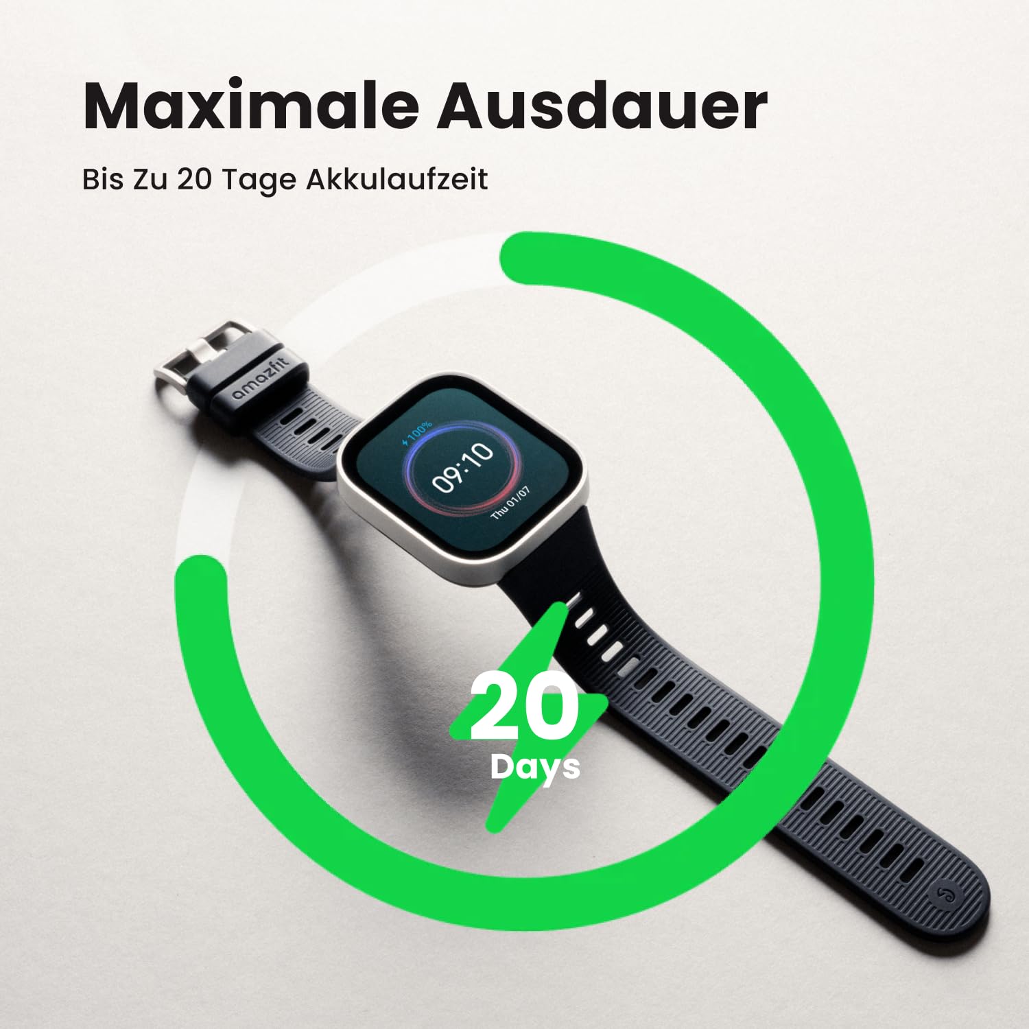 Amazfit Bip Max 50mm Smartwatch, 2.07" AMOLED-Display, 20 Tage Akkulaufzeit, GPS, 4GB Speicher, Offline-Karten, Fitness-Tracker, Hybrid Training, 150+ Sportmodi, HYROX-Modus, 5ATM für Android & iPhone 3