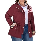 Bloggerlove Rain Jacket Women Plus Size Long Raincoat with Hood Waterproof Outdoor Trench Coat