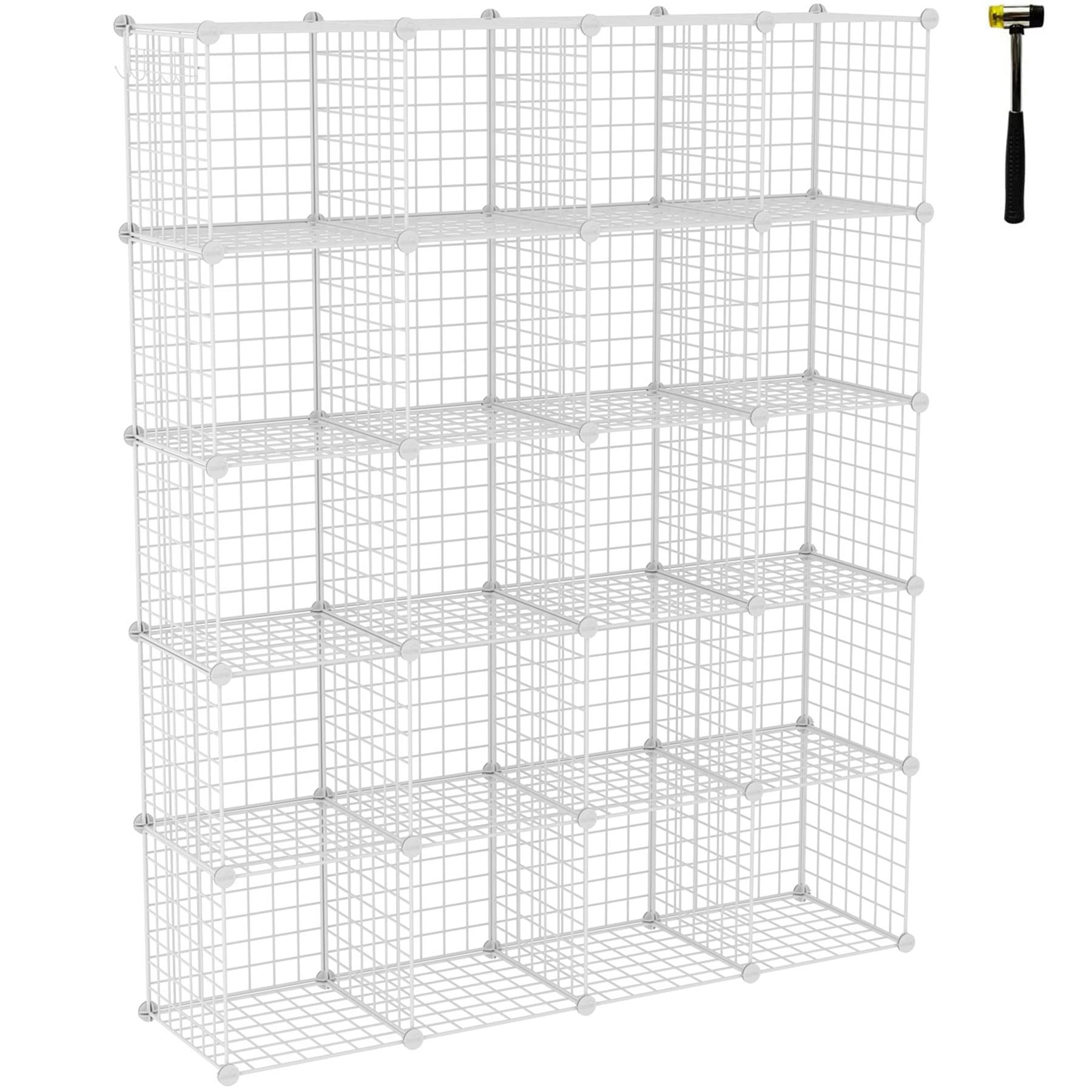 Photo 1 of **MISSING ASSEMBLY PIECES &  INSTRUCTIONS** C&AHOME Wire Cube Storage - 20-Cube Organizer, Metal Grids, Modular Bookshelf Shelf, Ideal for Bedroom & Office, 48.4'L x 12.4'W x 60.6'H White UWCSM20W