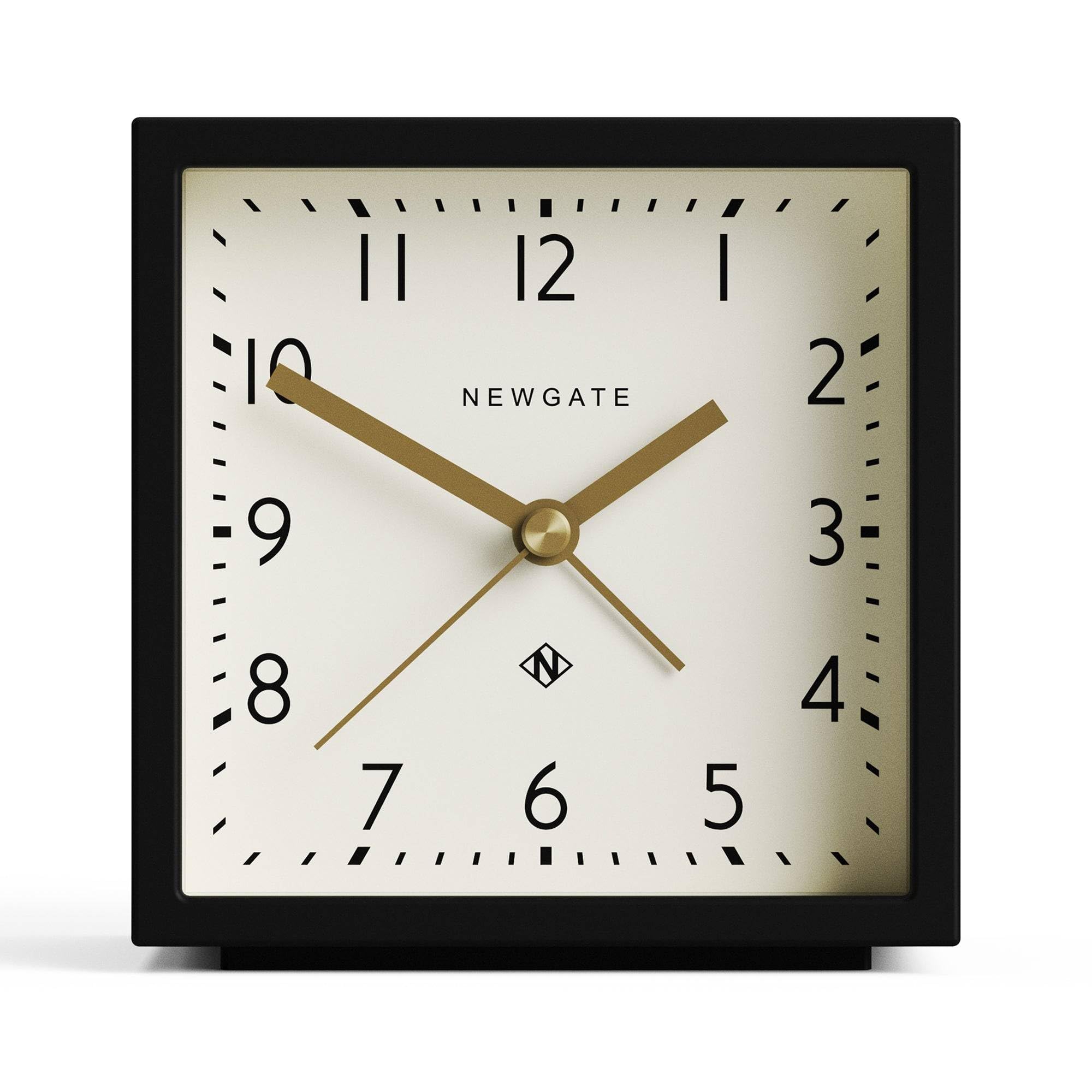 NEWGATE® Equinox alarm clock | Design-led cube shaped modern alarm | Black | Ideal for bedside, desk, shelf & mantel | Mid-century bedroom & office accessory
