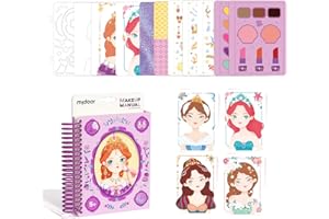 MiDeer Fashion Design Sketchbook with Watercolor Painting, Princess Dress-up Activity Book with Stencils and Stickers, Make-Up Fashion Designer Kits for Kids 5 6 7 (Makeup Manual Princess Ball)