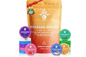 MR MIRYE Shower Steamers Aromatherapy, Christmas Gifts for Women and Men, 20-Pack Organic Shower Bombs with Essential Oil, Tea Tree, Orange & Vanilla, Sea Salt, Lavender, Peony & Pear Bath Tablets